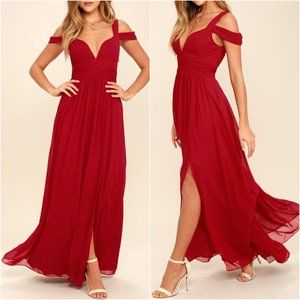 NWT Lulu's Ocean of Elegance Maxi Dress gown red